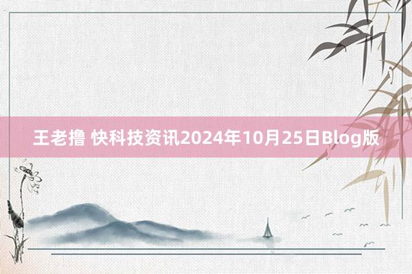王老撸 快科技资讯2024年10月25日Blog版