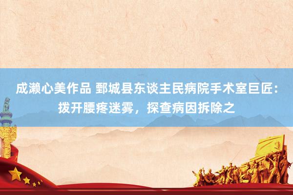 成濑心美作品 鄄城县东谈主民病院手术室巨匠：拨开腰疼迷雾，探查病因拆除之