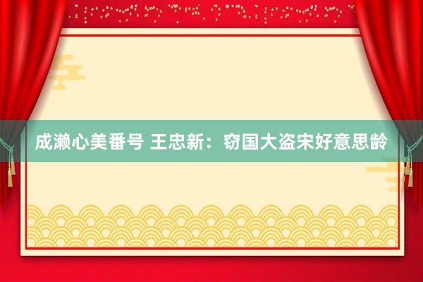 成濑心美番号 王忠新：窃国大盗宋好意思龄