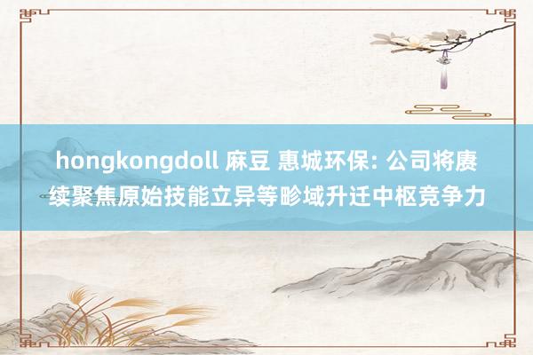 hongkongdoll 麻豆 惠城环保: 公司将赓续聚焦原始技能立异等畛域升迁中枢竞争力