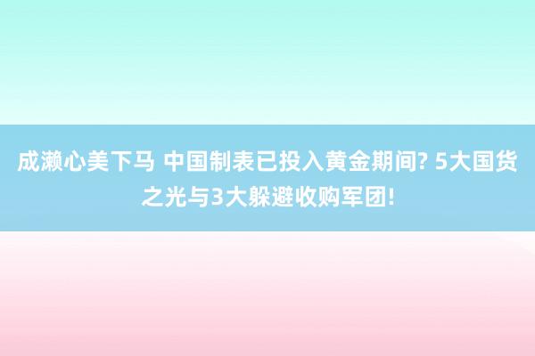 成濑心美下马 中国制表已投入黄金期间? 5大国货之光与3大躲避收购军团!