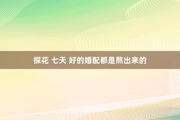 探花 七天 好的婚配都是熬出来的