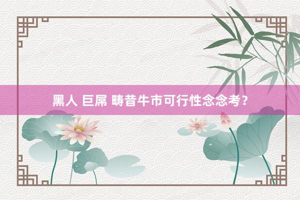 黑人 巨屌 畴昔牛市可行性念念考?